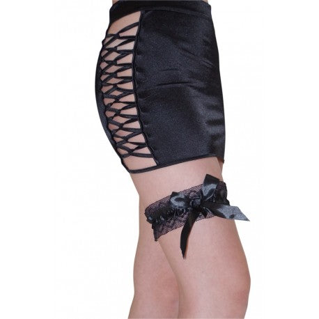 Jarretière dentelle et satin noire