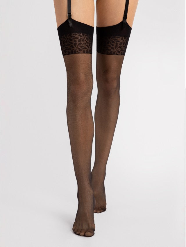 Bas nylon classique pour porte-jarretelles 8 Den ADORA Fiore