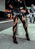 <transcy>Candy black striped pattern tights</transcy>