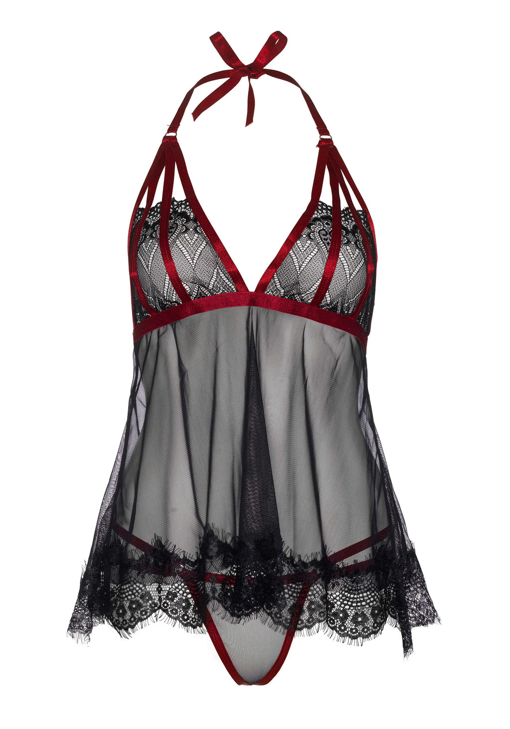 Nuisette babydoll glamour voile et dentelle Leg Avenue