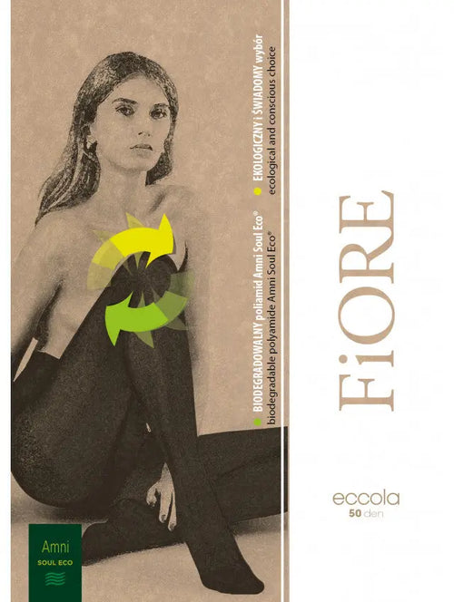 Collant recyclé écologique opaque noir 50 Den ECCOLA Fiore Fiore