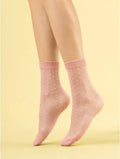 Chaussettes rose pâle à petits pois brillants voile 20 Den SECCO Fiore Fiore