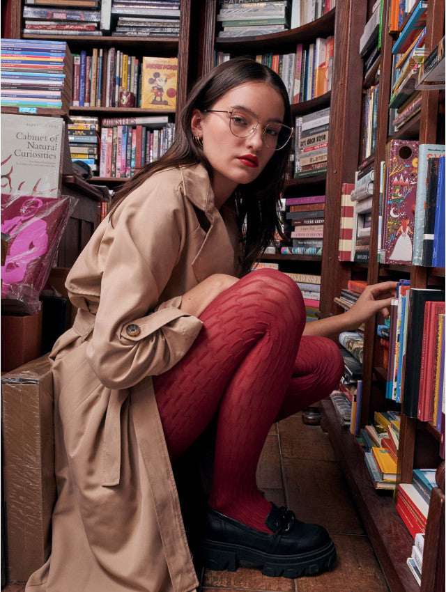 Collant fantaisie de couleur bordeaux 60 Deniers STEREO Fiore